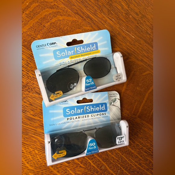 Solar Shield Other - Solar Shield Polarized Clip On Sunglasses Two Pair Eyewear Black Oval Summer